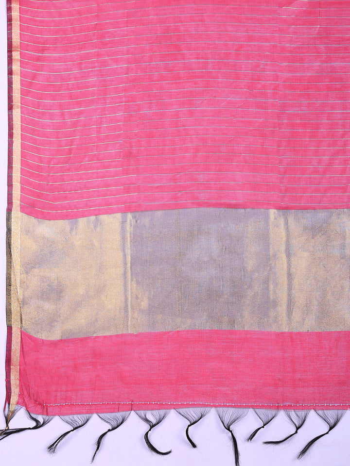 Banarasi Chanderi Unstitched Suit With Pant &amp; Dupatta