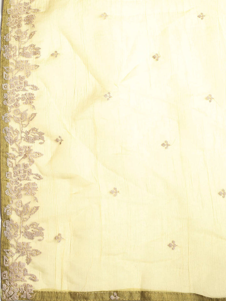 Embroidered Tissue Unstitched Suit With Dupatta