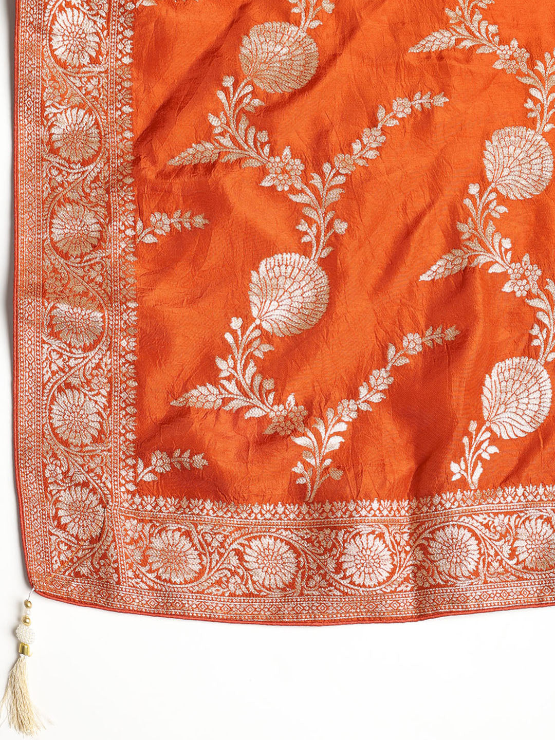 Neck Embroidered Chanderi Unstitched Suit With Dupatta