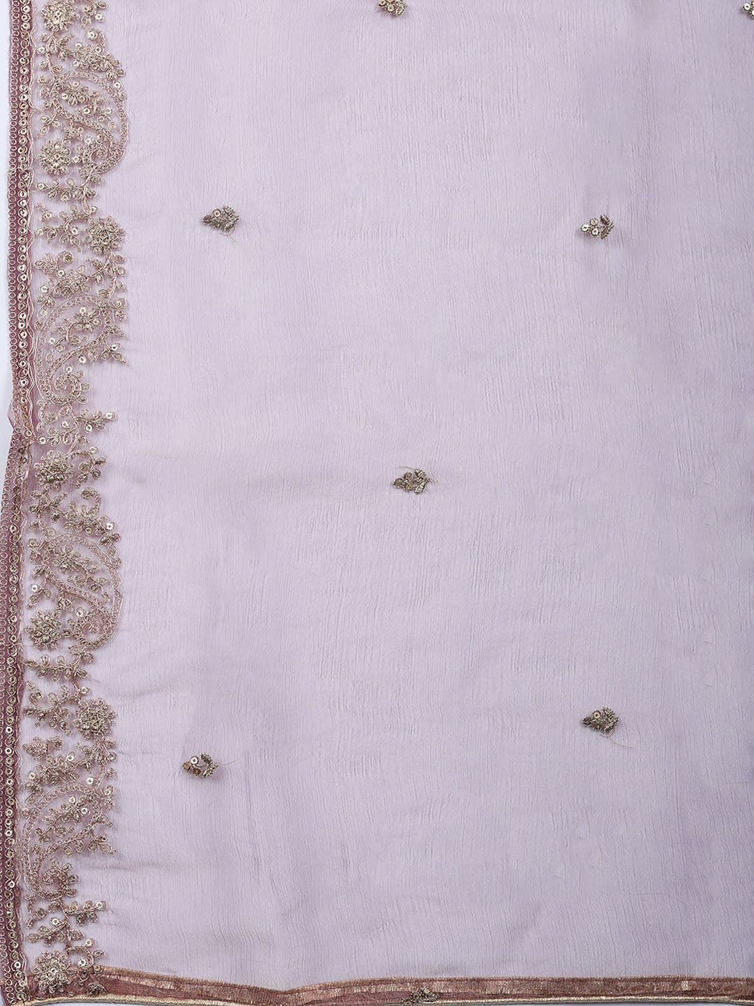Embroidered Tissue Unstitched Suit With Pant &amp; Dupatta