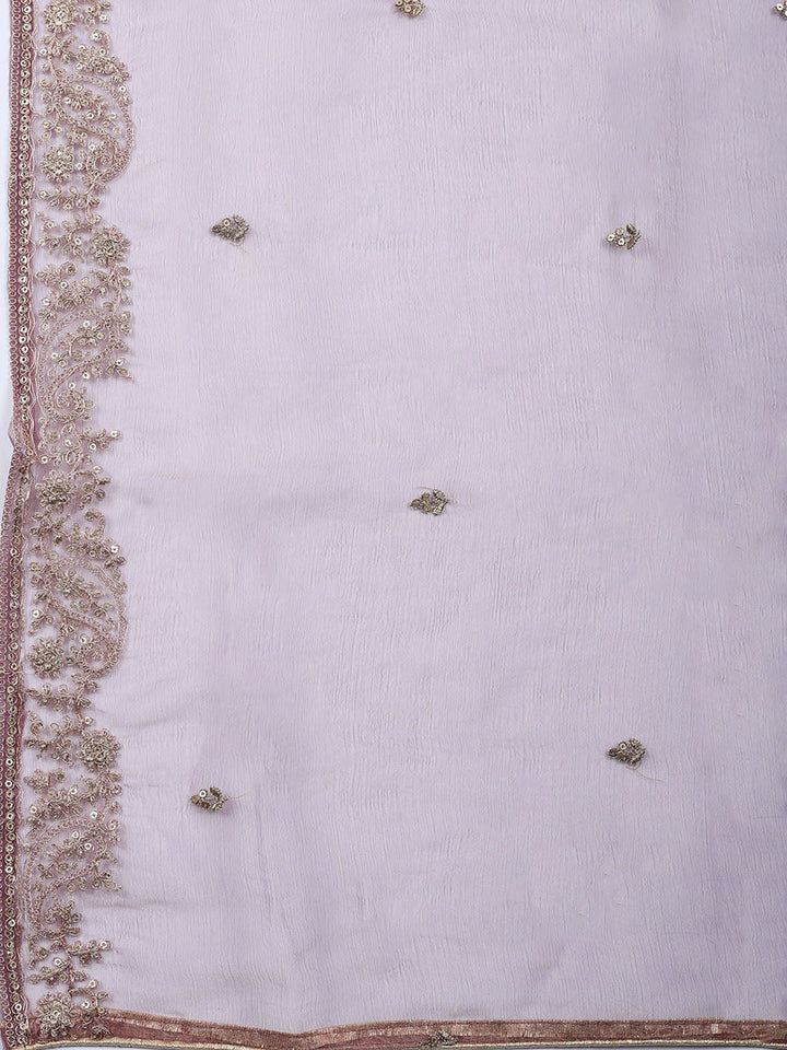 Embroidered Tissue Unstitched Suit With Pant &amp; Dupatta
