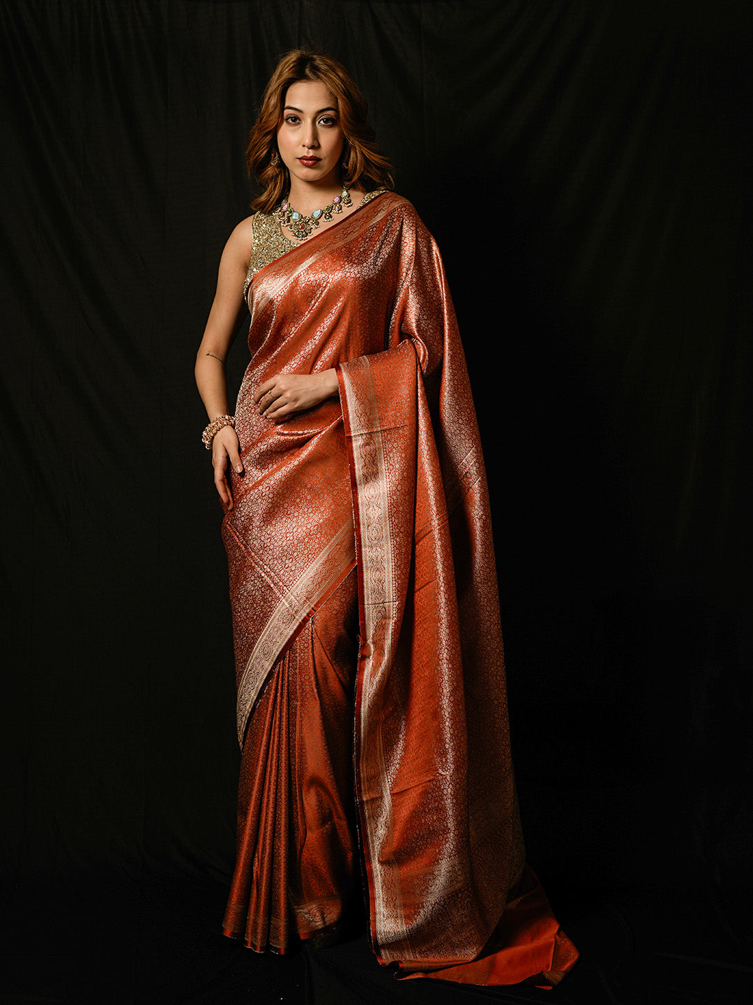 Woven Design Satin Saree
