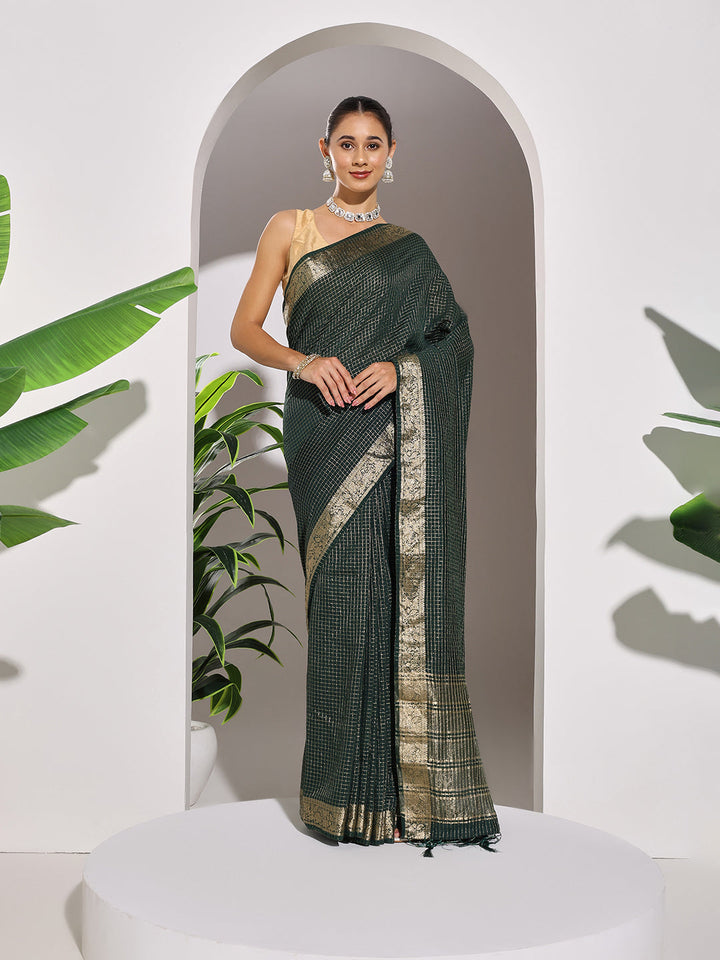 Zaari Jaal Tussar Saree