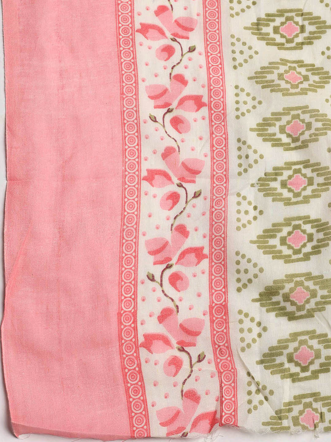 Printed Cotton Blend Unstitched Suit With Dupatta