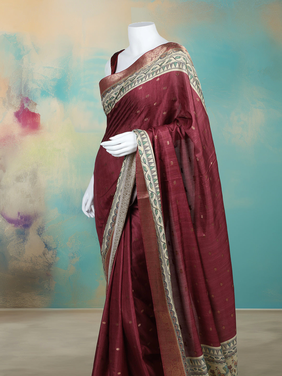 Printed &amp; Woven Design Art Silk Saree