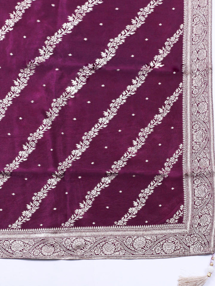 Woven Design Chanderi Unstitched Suit With Pant &amp; Dupatta