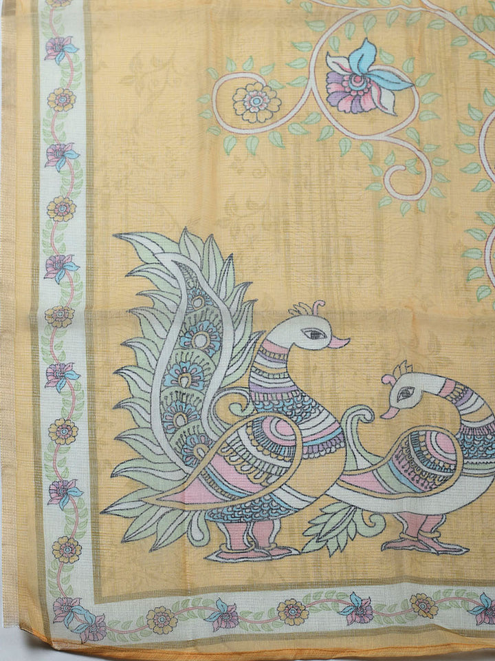 Embroidered Cotton Blend Unstitched Suit With Pant &amp; Dupatta