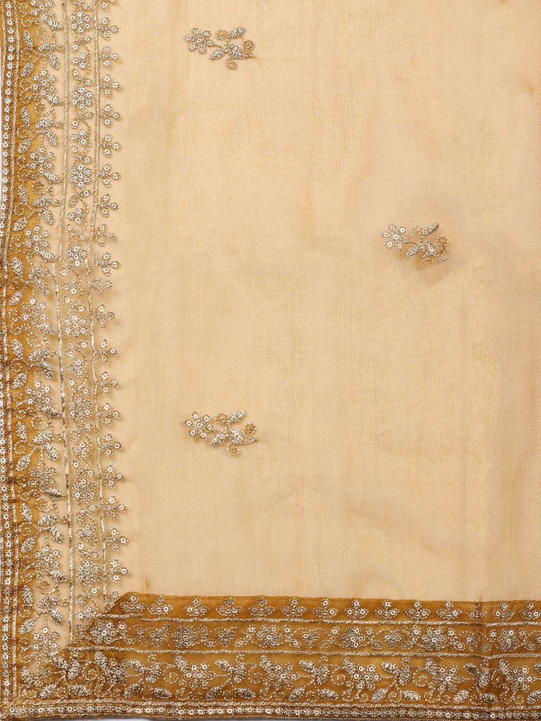 Neck Embroidered Chanderi Unstitched Suit With Dupatta