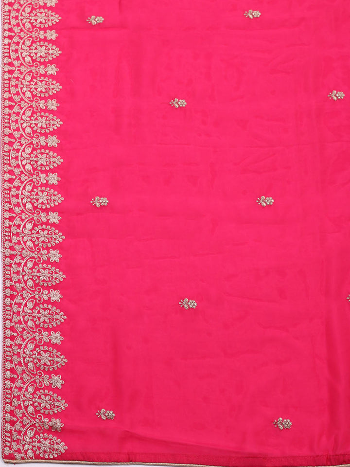 Woven Design Chanderi Unstitched Suit With Pant &amp; Dupatta