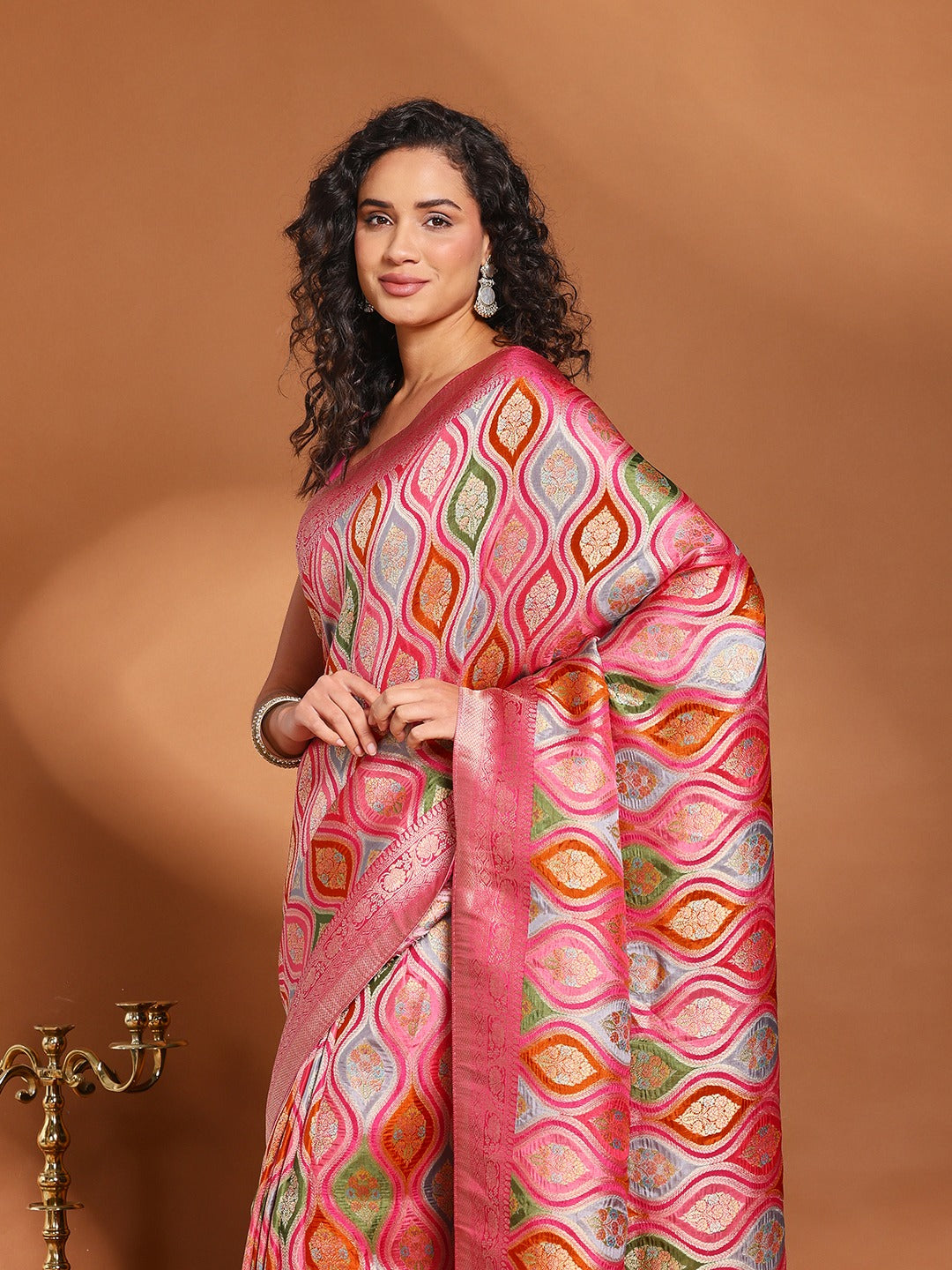 Zari Jaal Woven Satin Saree