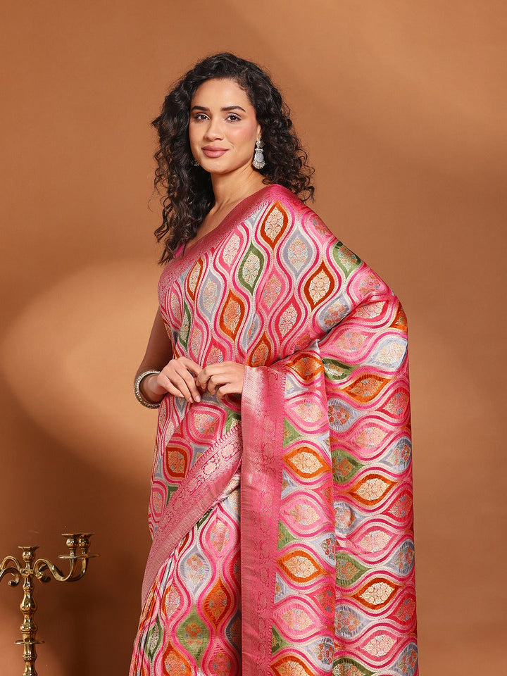Zari Jaal Woven Satin Saree