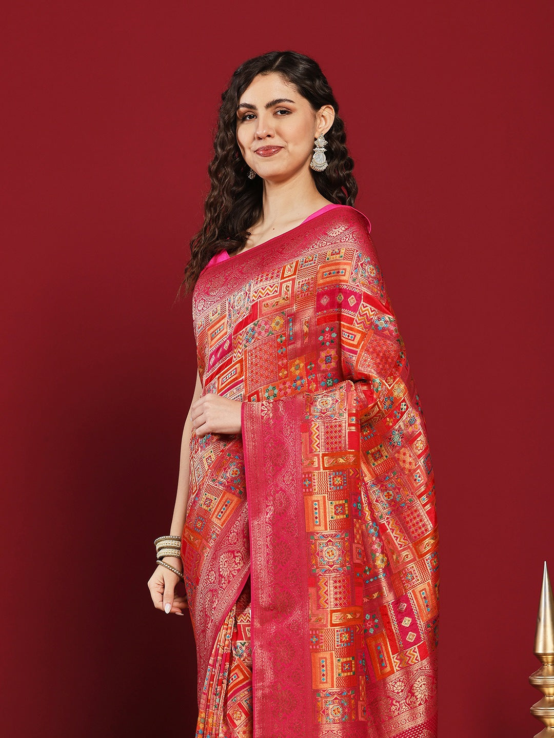 Woven Design Satin Saree