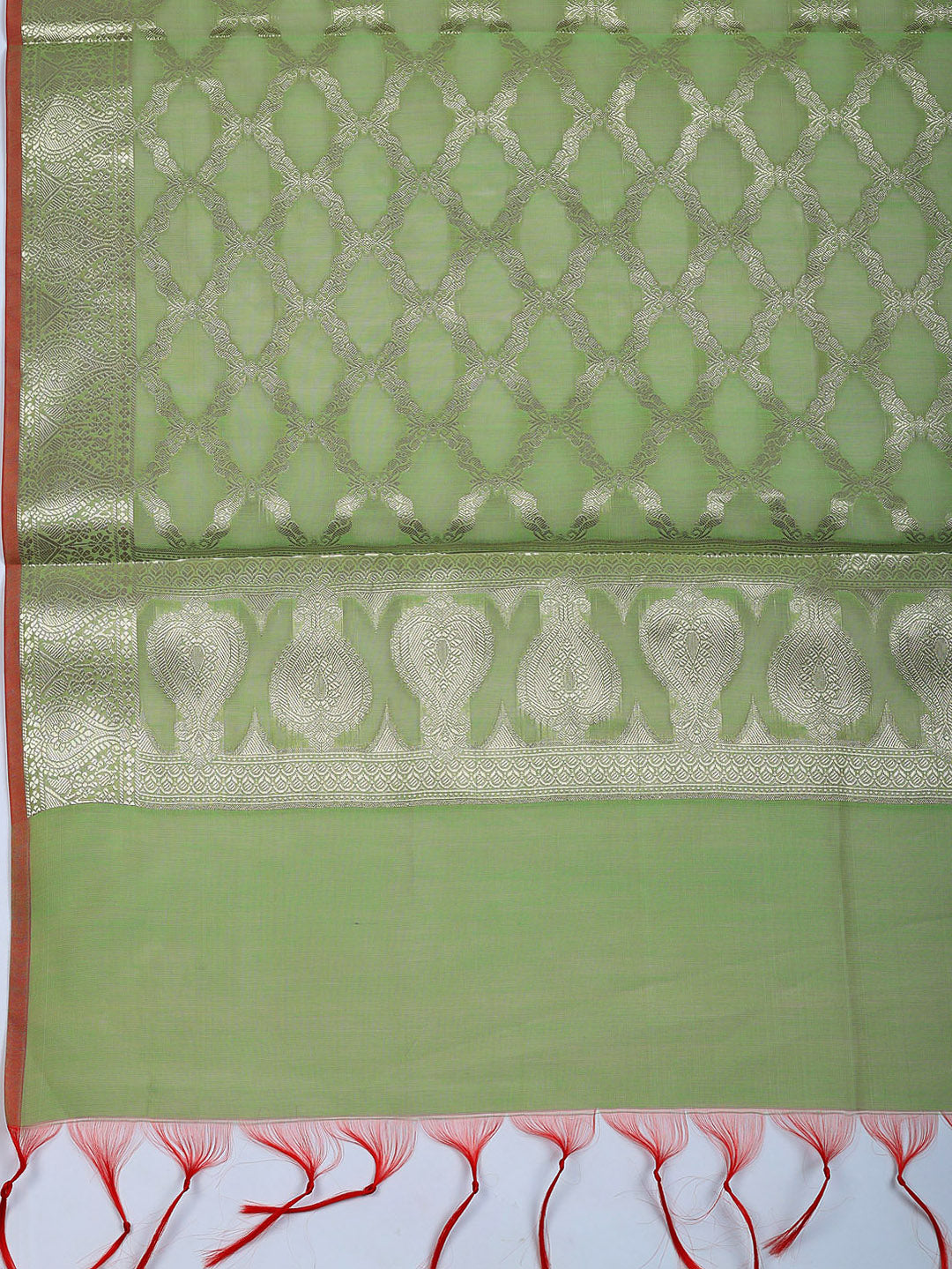 Woven Design Art Silk Unstitched Suit With Pant &amp; Dupatta