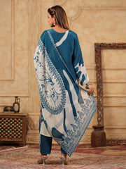 Printed Muslin Kurta With Pants & Dupatta