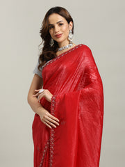 Stone Embroidery Tissue Saree