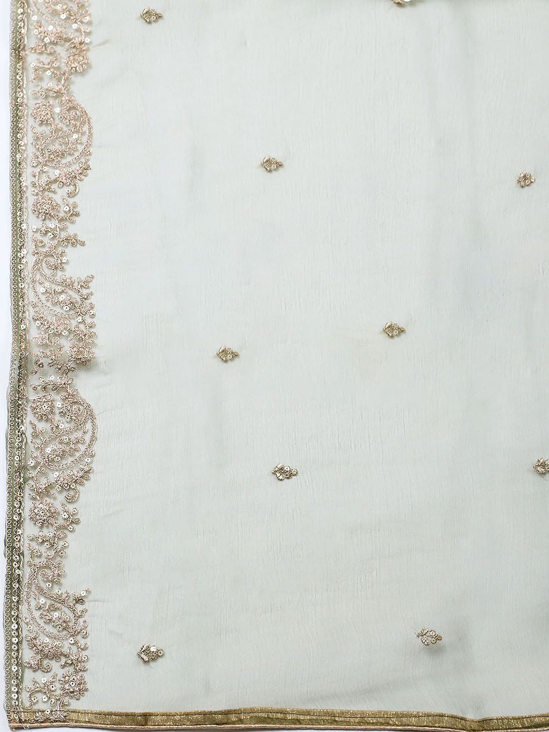 Embroidered Tissue Unstitched Suit With Pant &amp; Dupatta