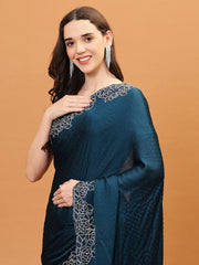 Stone Embroidered Satin Saree