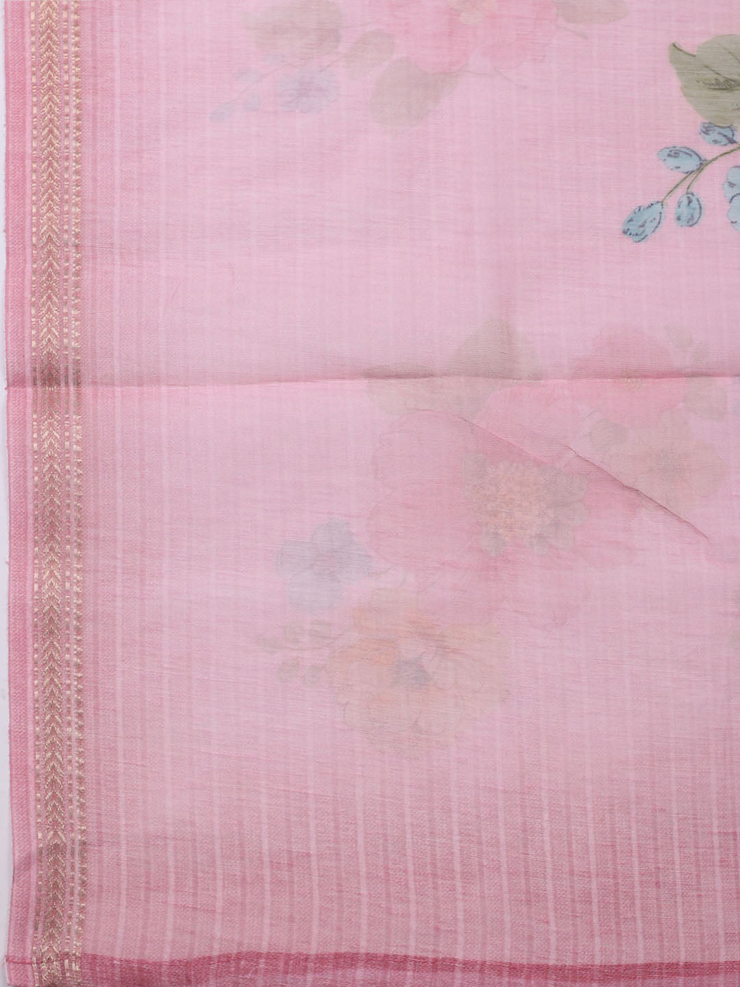 Embroidered Chanderi Unstitched Kurta With Pant & Dupatta