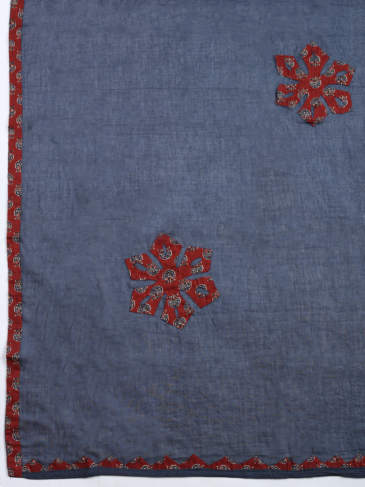 Printed Cotton Blend Unstitched Suit With Pant &amp; Dupatta