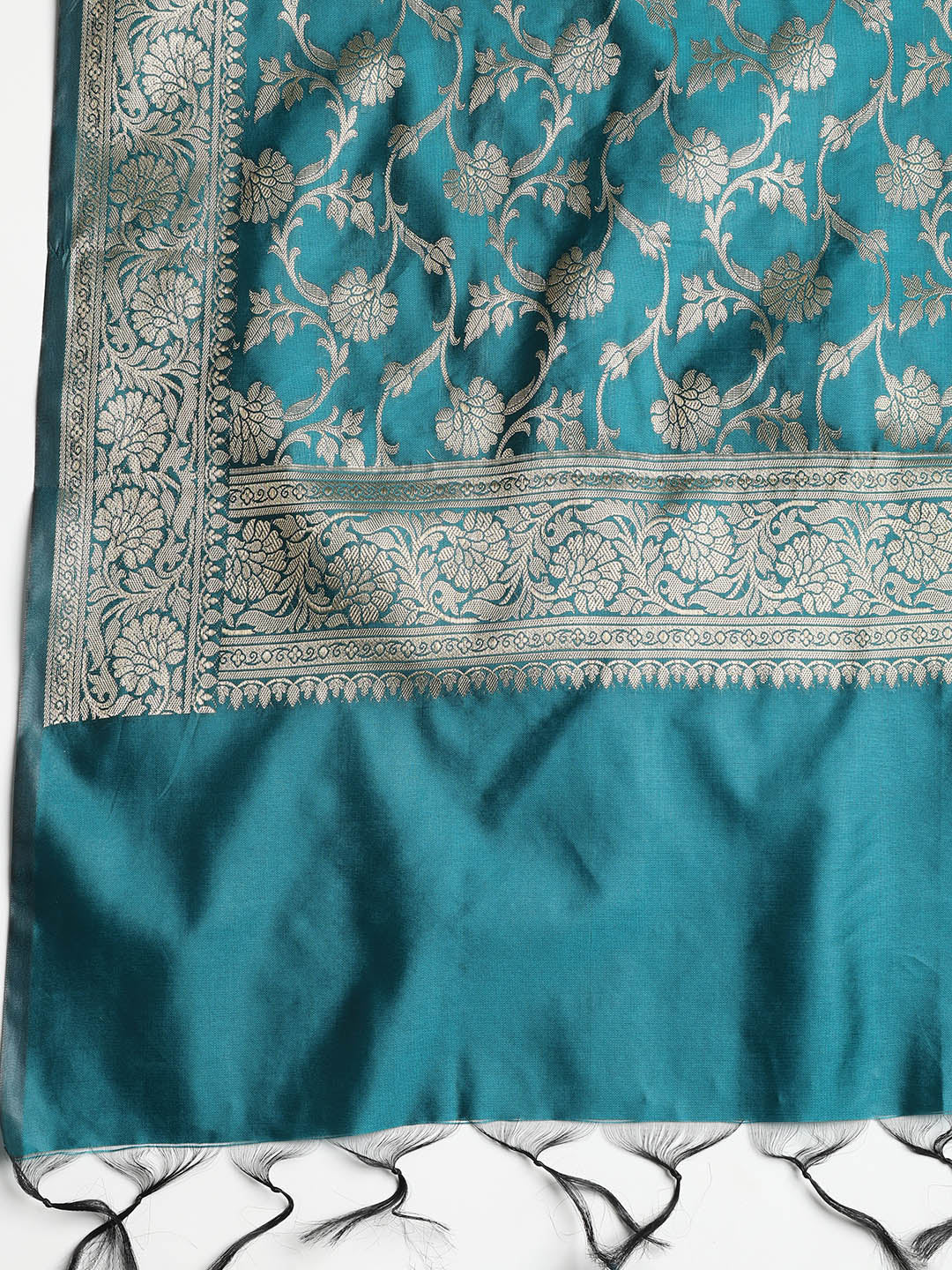 Woven Banarasi Chanderi Unstitched Suit With Dupatta