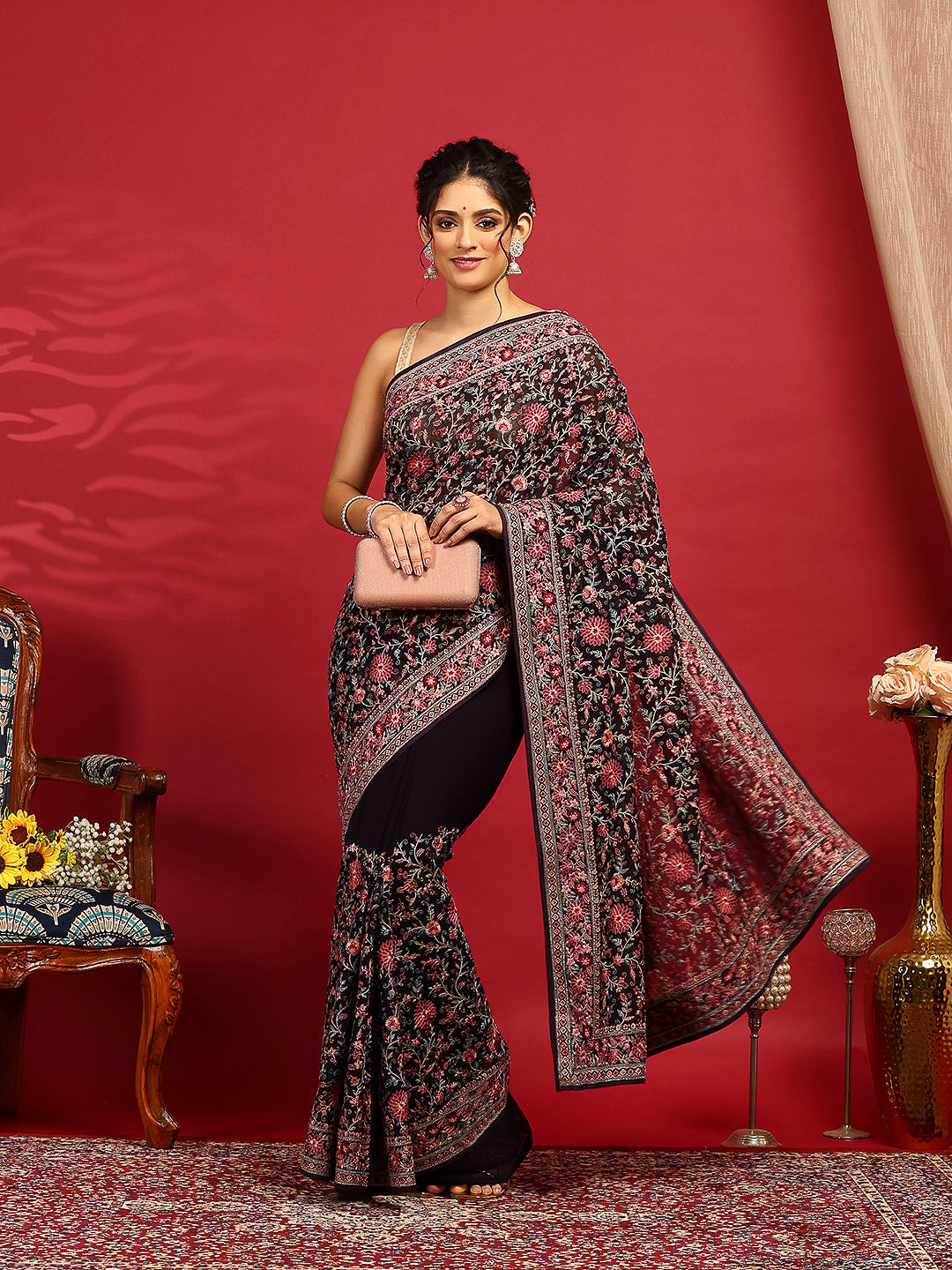 Embroidered Georgette Saree