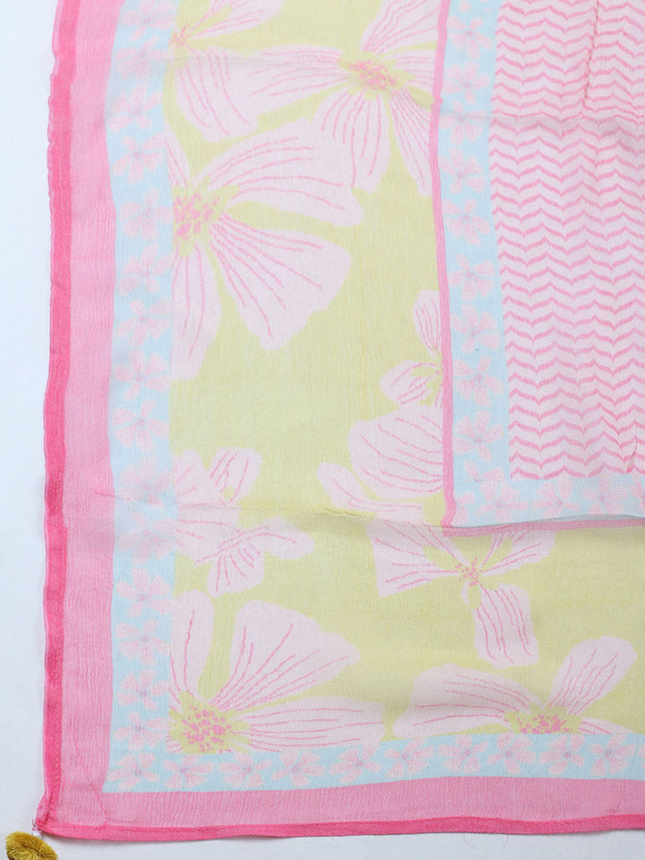 Printed Muslin Unstitched Suit With Pant &amp; Dupatta