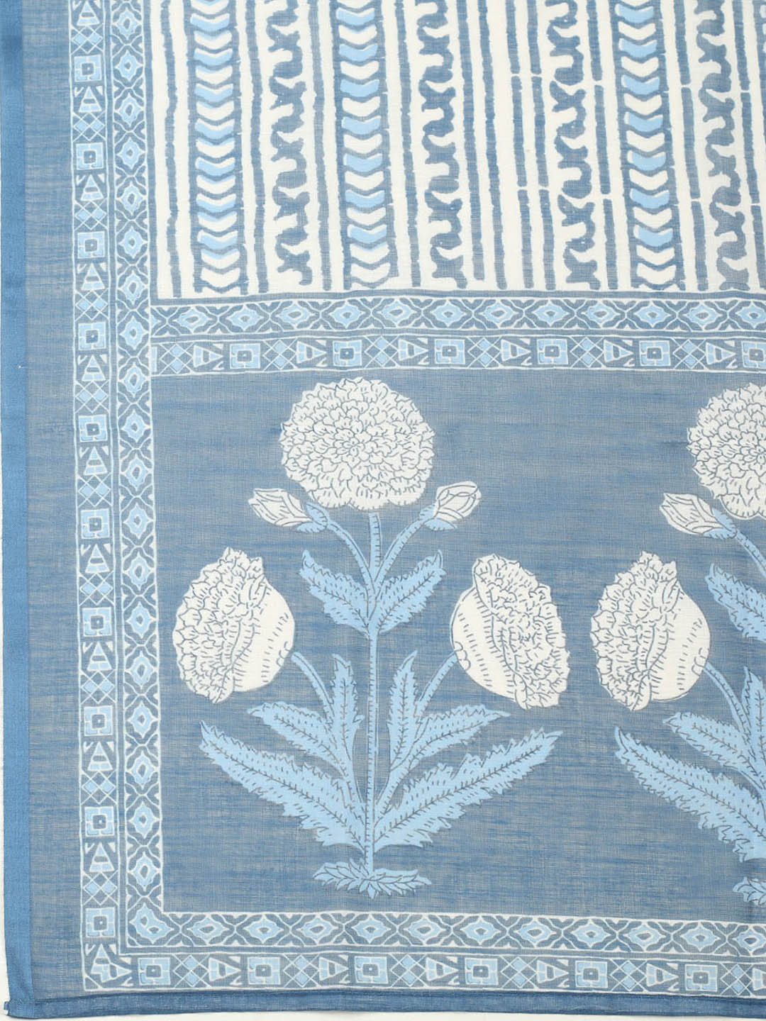 Printed Cotton Blend Unstitched Suit With Pant &amp; Dupatta