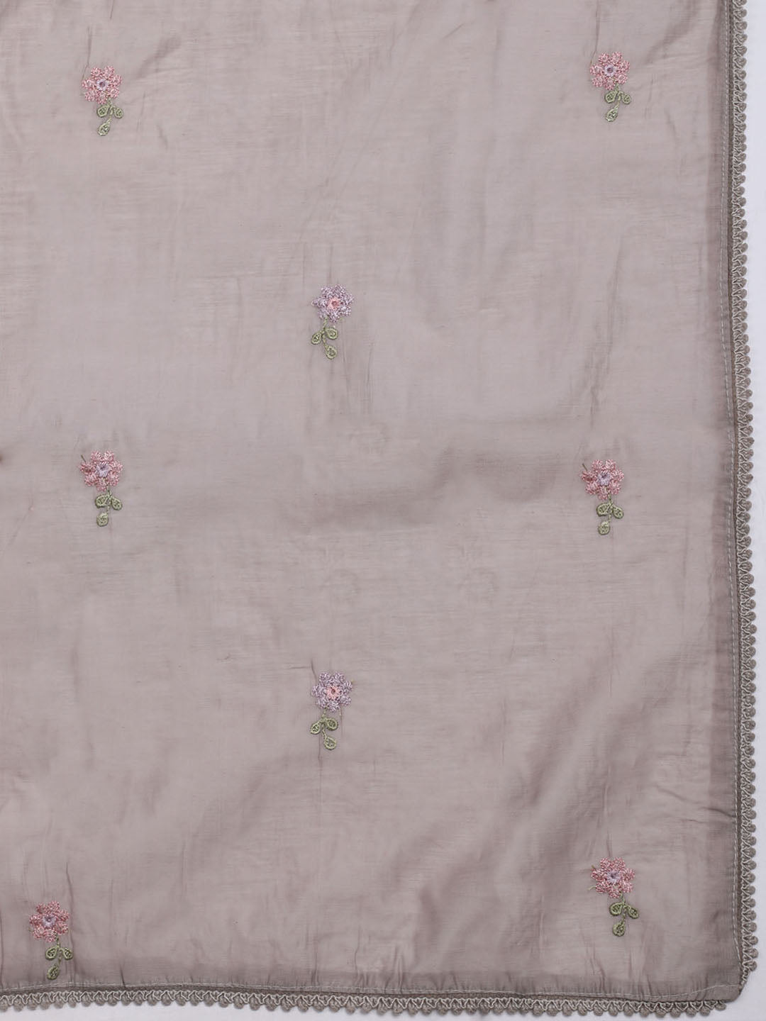 Embroidered Chanderi Unstitched Suit With Dupatta