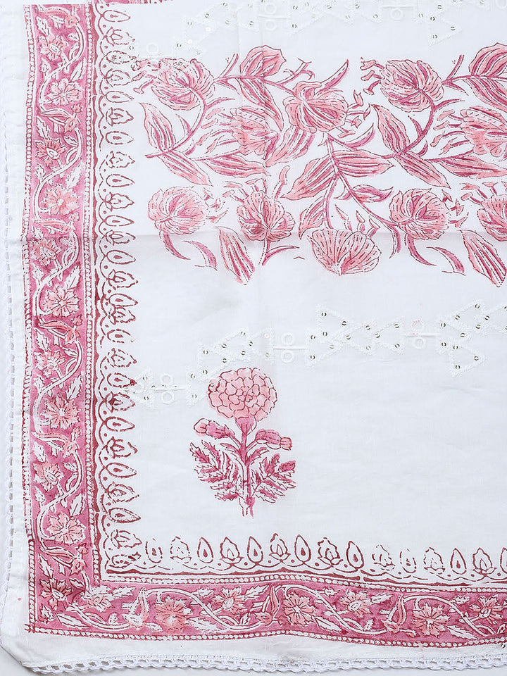 Embroidered Cotton Blend Unstitched Suit With Pant &amp; Dupatta