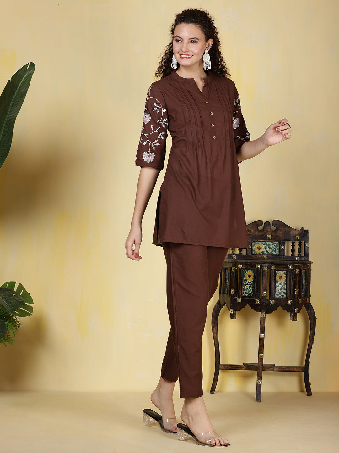 Printed Cotton Blend Kurta With Pants