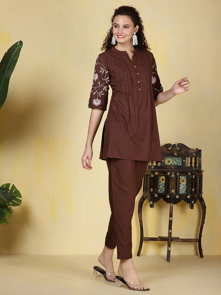 Printed Cotton Blend Kurta With Pants