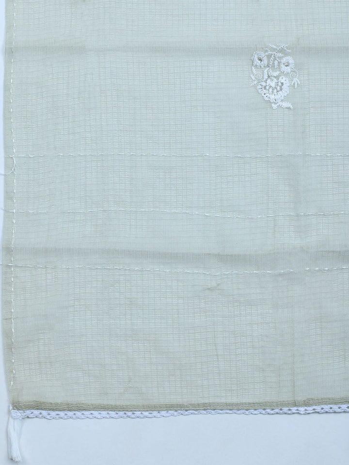 Neck Embroidered Cotton Blend Unstitched Suit With Dupatta