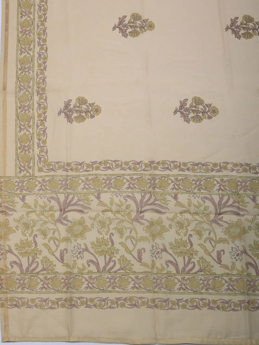 Embroidered Cotton Blend Unstitched Suit With Pant &amp; Dupatta