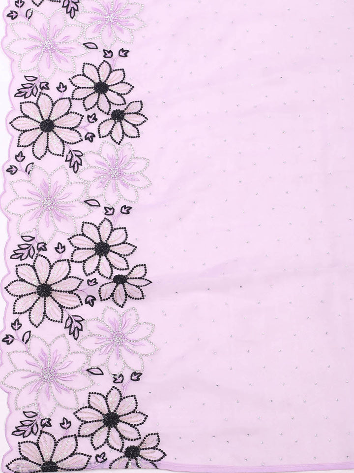 Embellished Organza Unstitched Suit With Pant &amp; Dupatta