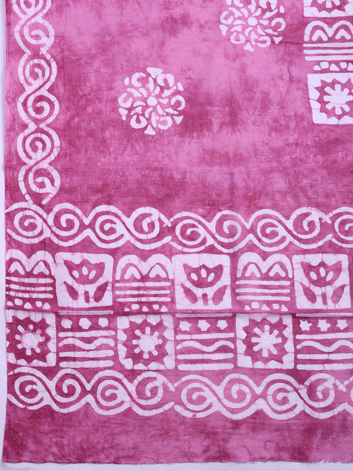 Printed Cotton Blend Unstitched Suit With Pant &amp; Dupatta