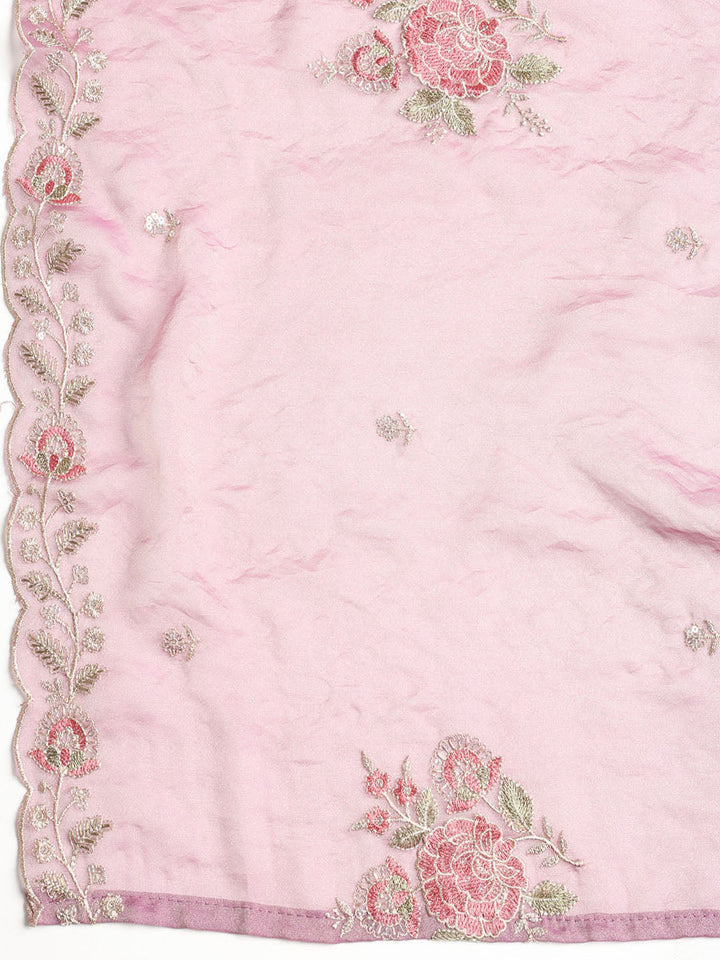 Embroidered Tissue Unstitched Suit With Dupatta
