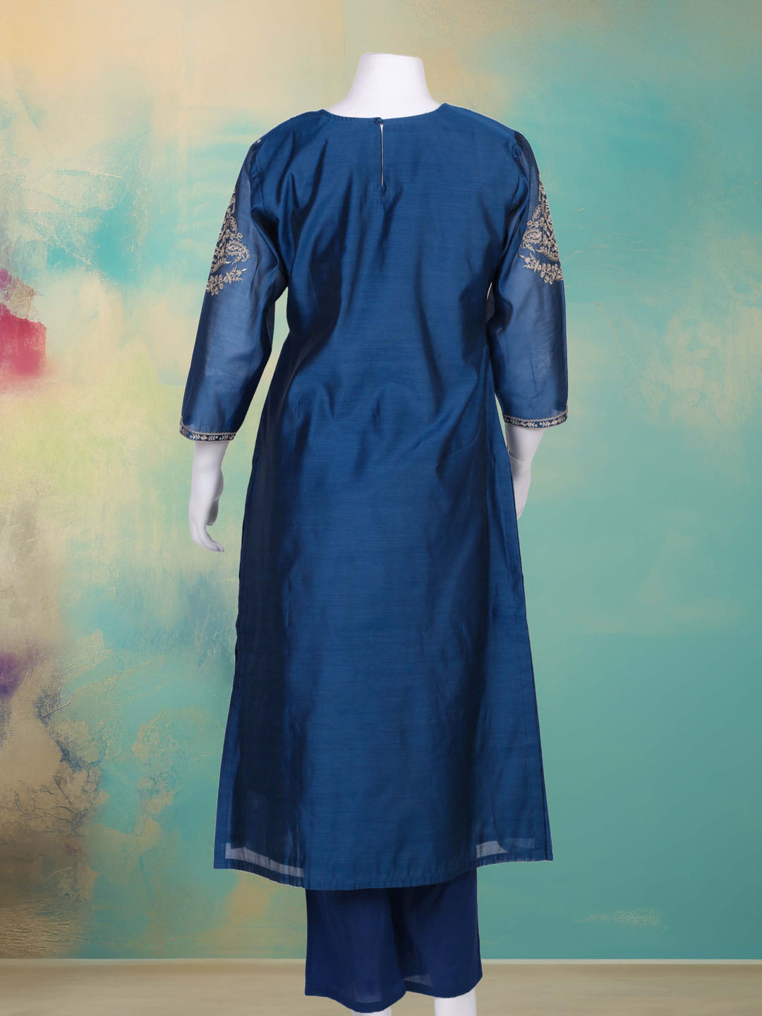 Embroidered Chanderi Kurta With Pant &amp; Dupatta