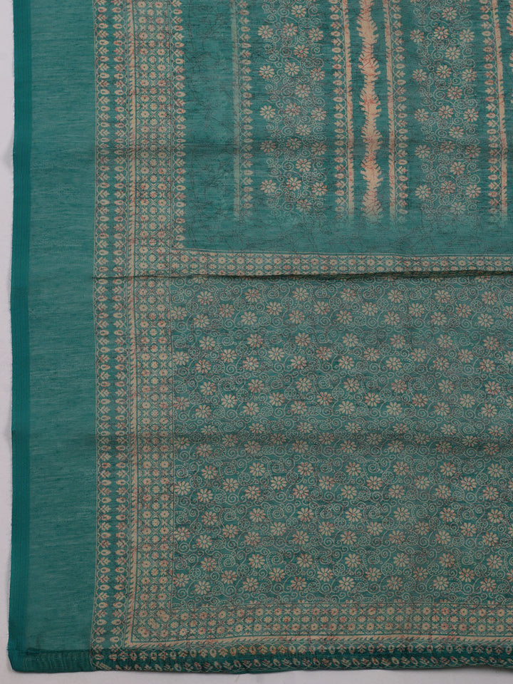 Printed Chanderi Unstitched Suit With Dupatta