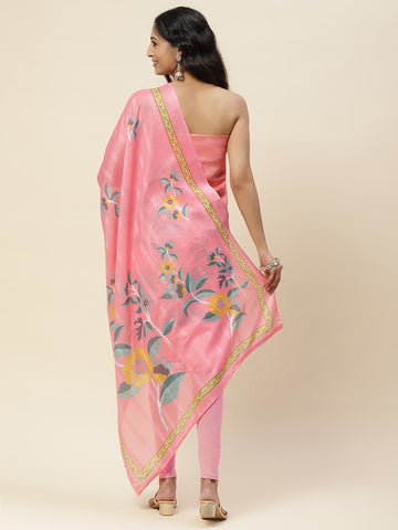 Printed Cotton Blend Unstitched Suit With Dupatta