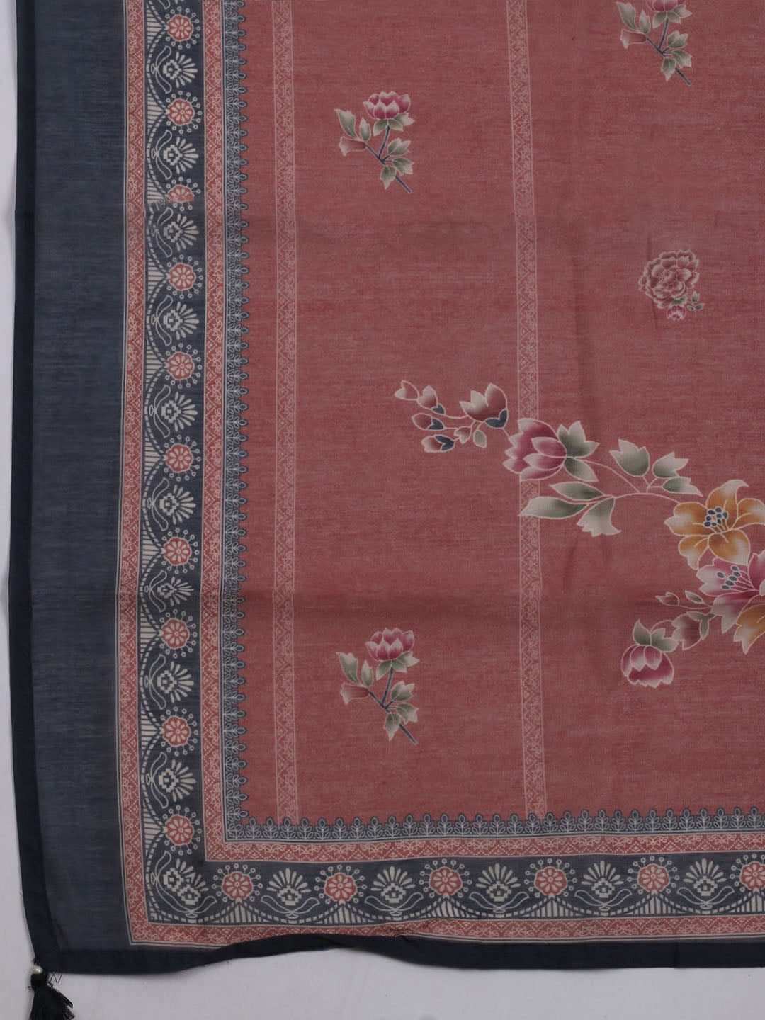 Printed Chanderi Unstitched Suit With Dupatta