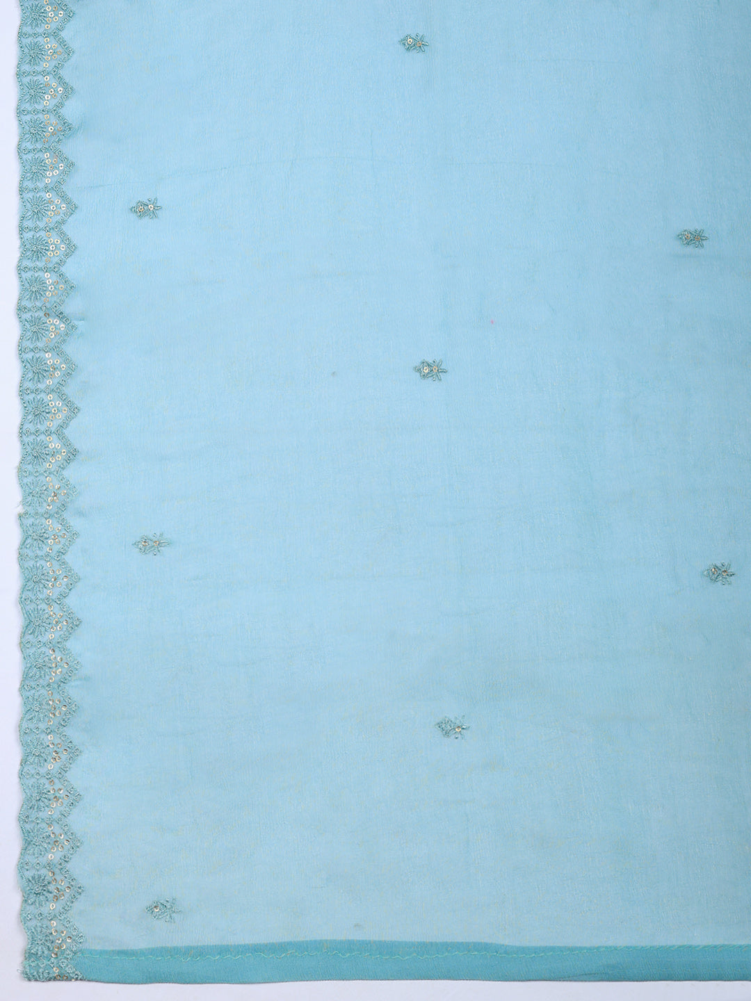 Embroidered Chanderi Unstitched Suit With Pant &amp; Dupatta