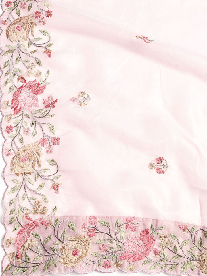 Embroidered Organza Unstitched Suit With Dupatta