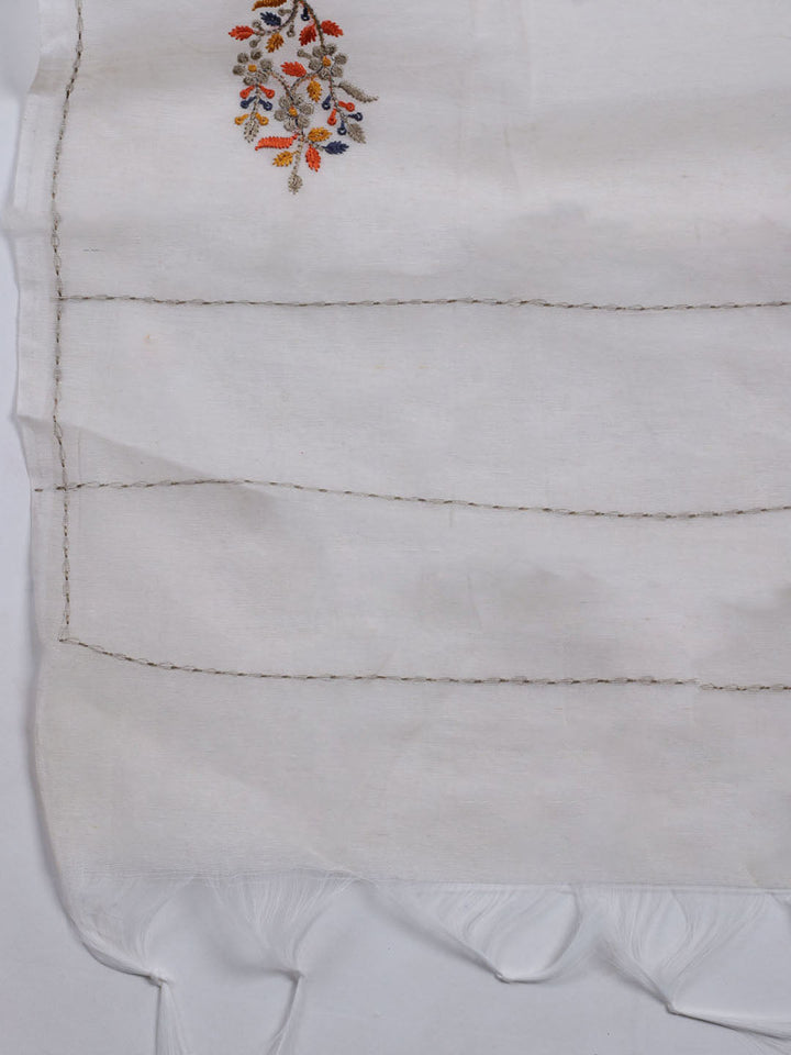 Neck Embroidered Cotton Blend Unstitched Suit With Dupatta