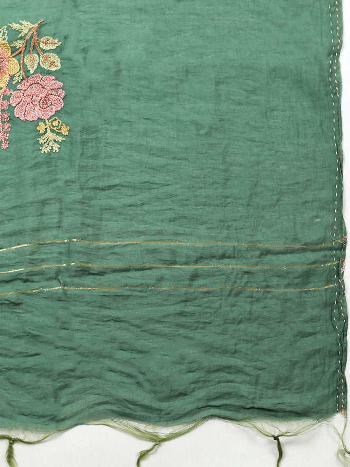 Embroidered Muslin Unstitched Suit With Pant &amp; Dupatta
