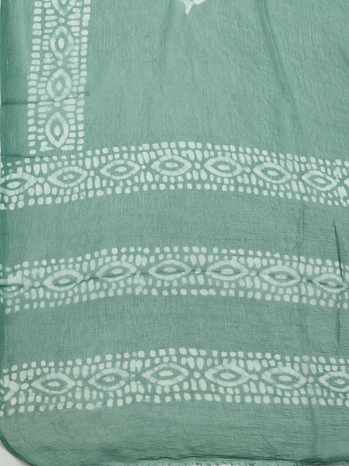 Printed Cotton Blend Unstitched Kurta With Pant &amp; Dupatta