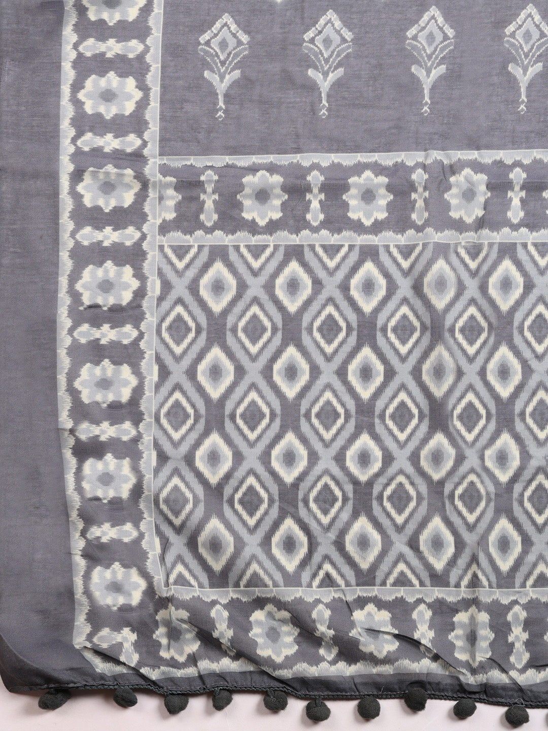 Printed Cotton Blend Unstitched Suit With Pant &amp; Dupatta