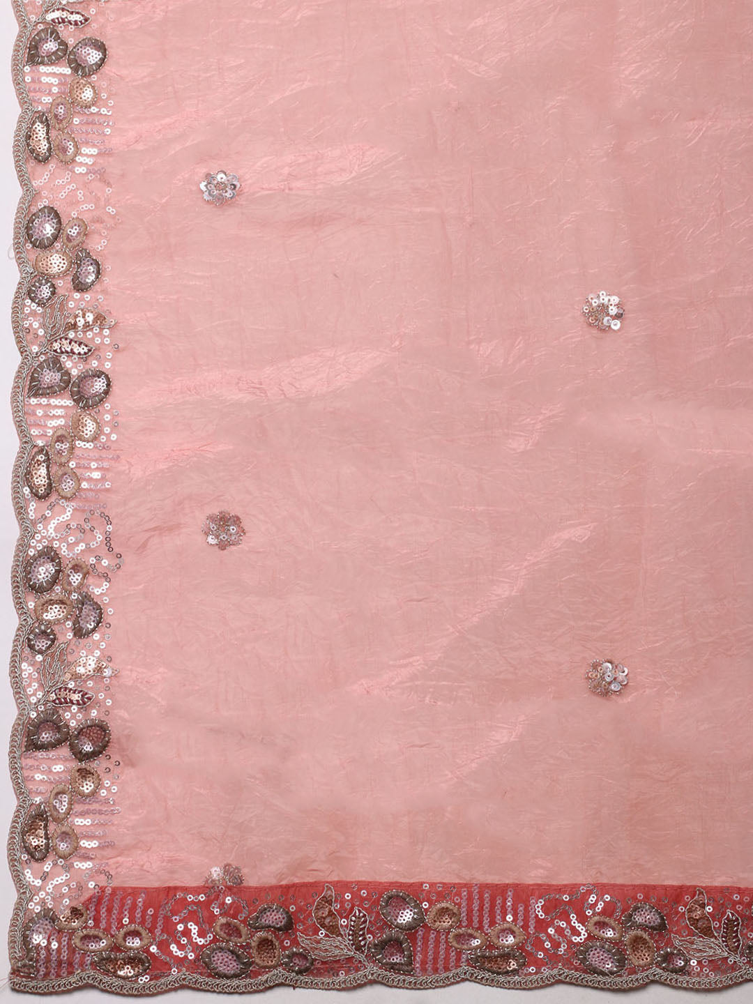 Embroidered Organza Unstitched Suit With Pant &amp; Dupatta