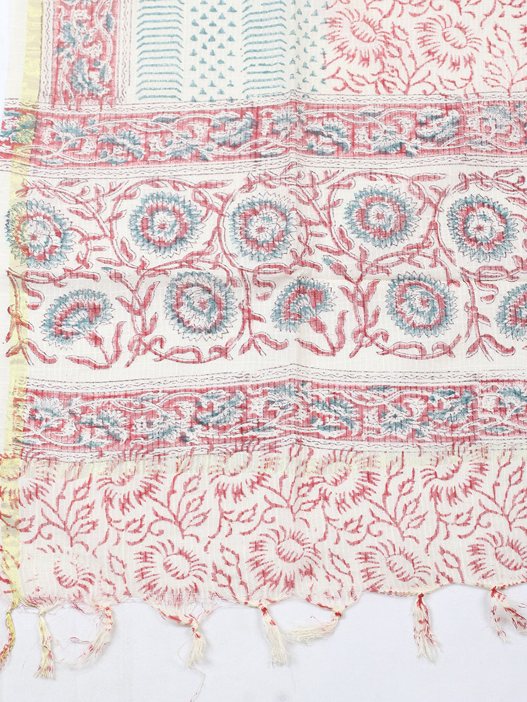 Printed Cotton Blend Unstitched Suit With Pant &amp; Dupatta