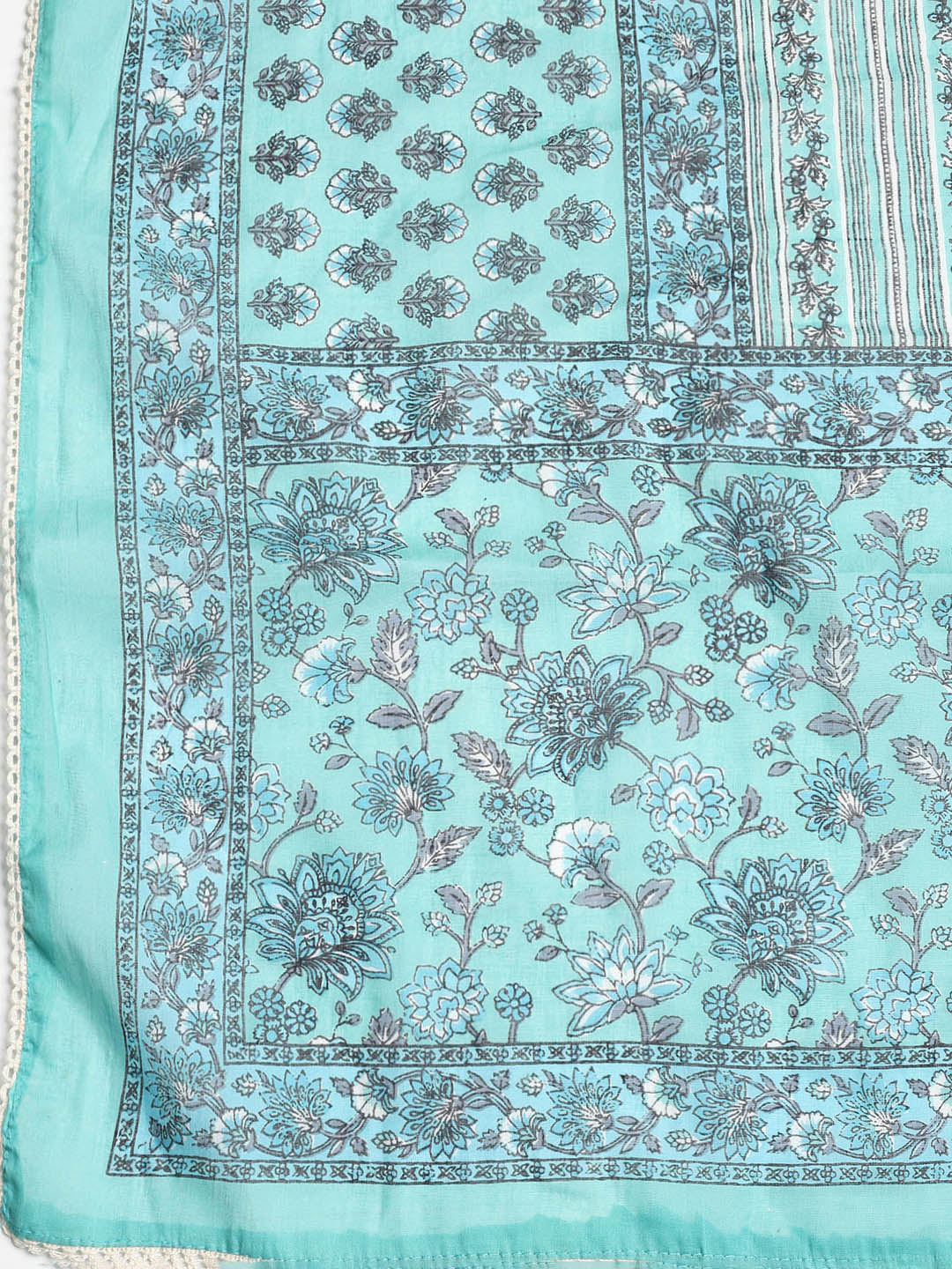 Printed Cotton Blend Unstitched Suit With Dupatta