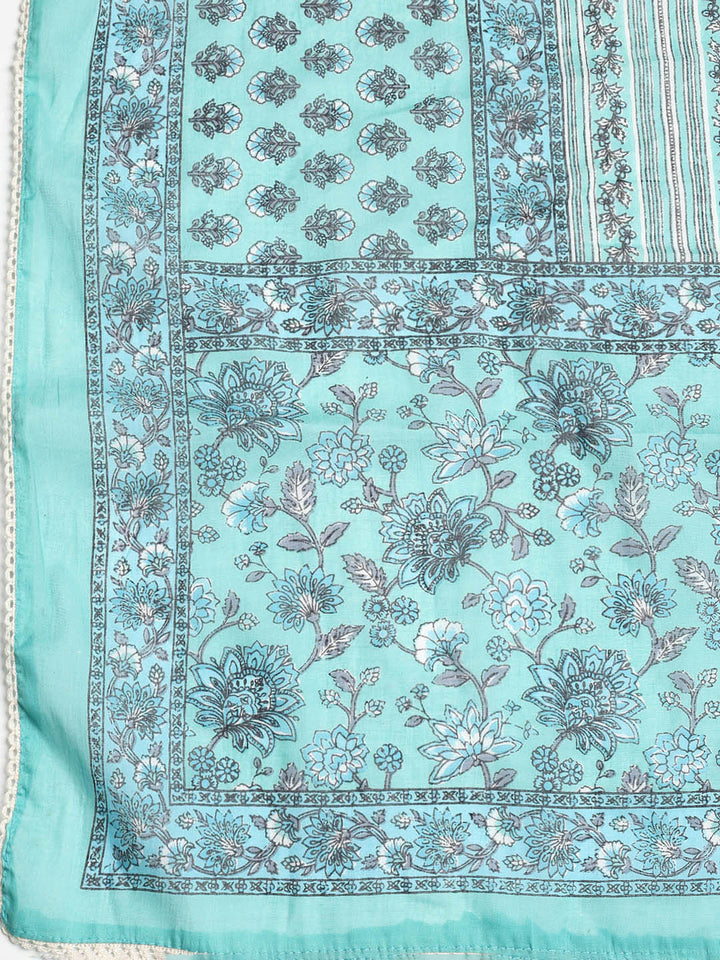 Printed Cotton Blend Unstitched Suit With Dupatta